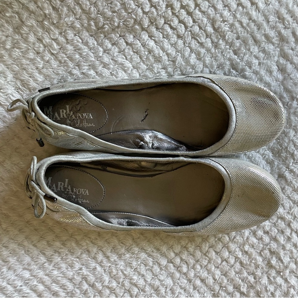 Cole Haan Maria Sharapova Nike Air Silver Ballet Flats, Size 9B New No Box